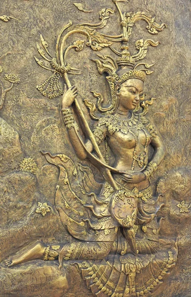 Рідна культура Тайська Скульптура стіни храму — стокове фото