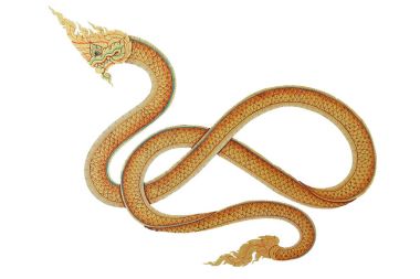 Beyaz arka plan üzerinde izole Tayland tapınak duvarına Naga Kral, Tay Dragon, görüntü