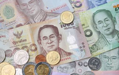 Tayland kağıt para birimi ve para arka plan