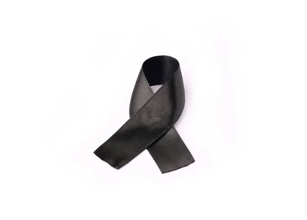 Siyah şerit yay kumaş dokusu, şerit farkındalık simgesi anma kampanya veya yas kişinin ölümü, üzerine dua Dünya Barış kavramı için — Stok fotoğraf