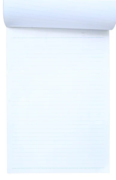Mavi çizgili kağıt beyaz arka plan üzerinde izole — Stok fotoğraf
