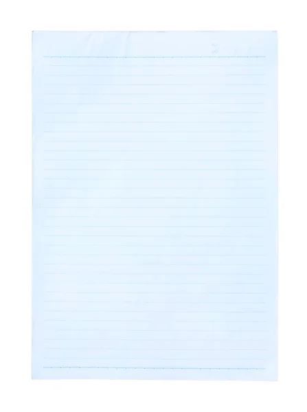 白い背景に分離された青い裏地紙 — ストック写真