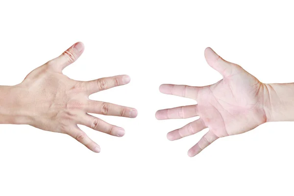 Kampfkonzept, Papier und Papier - Hände isoliert auf weißem Hintergrund. — Stockfoto