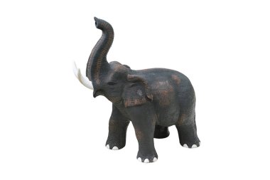 Beyaz arka planda izole edilmiş fil heykeli