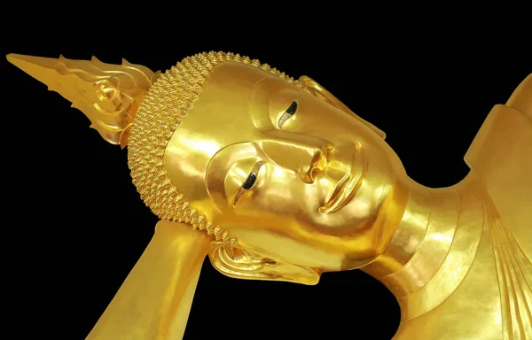 Siyah arka plan üzerine izole Buda uyku yüzü — Stok fotoğraf
