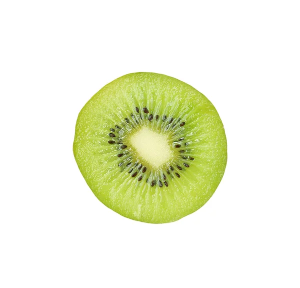 Mezza fetta di succoso kiwi isolato su sfondo bianco — Foto Stock