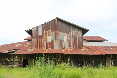 Çinko duvar paslı metal Tayland eski ev çürük doğa oluklu