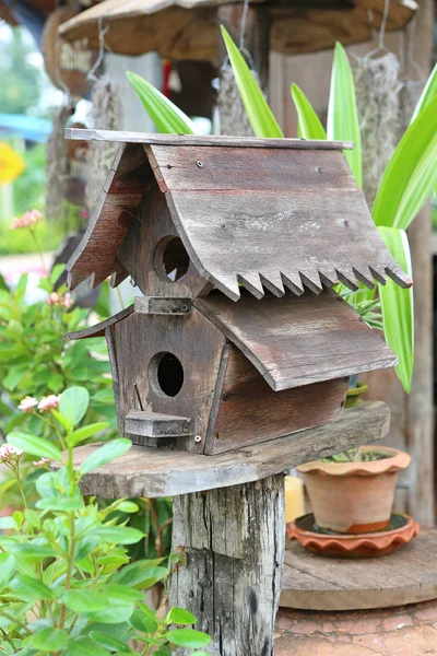Casas de pássaros de madeira cobertas com hera — Fotografia de Stock