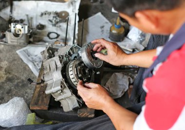 parçaları piston motosiklet motoru, yumuşak odak ve mercek parlaması