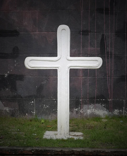 Fondo de piedra cruz — Foto de Stock