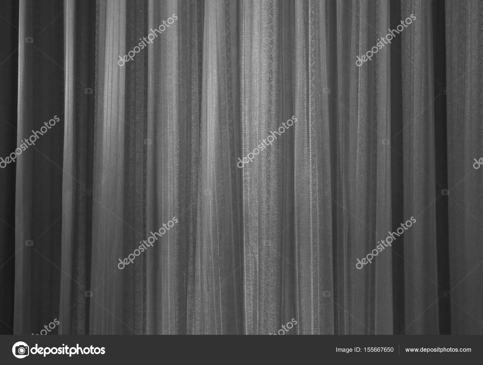 Black And White Curtain Fabric Background Texture Stock Photo