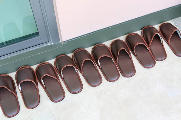 Row of house slippers