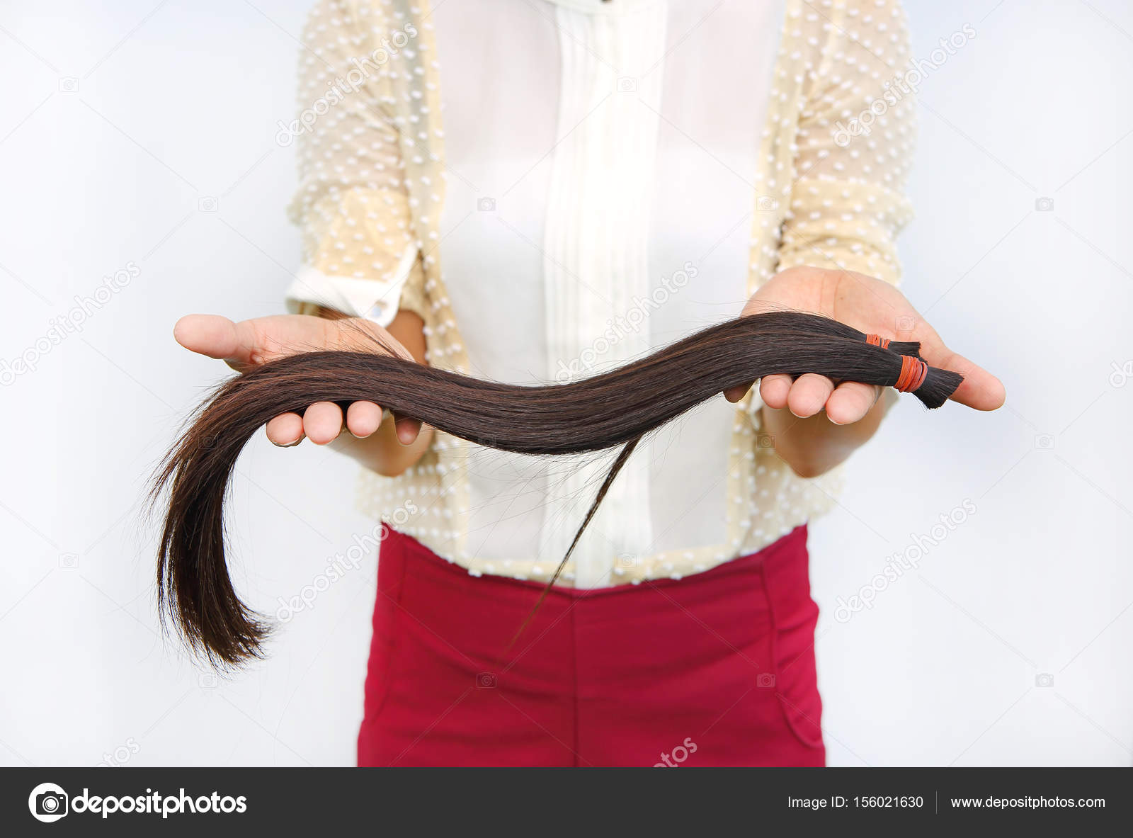 Donate Hair To Cancer Patient White Background Isolated Stock