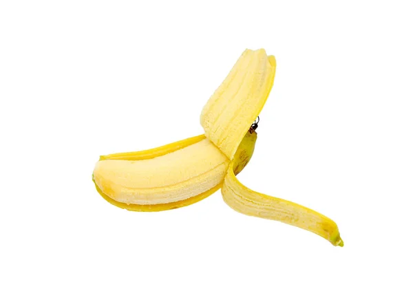 Gepelde banaan, geïsoleerd op wit — Stockfoto