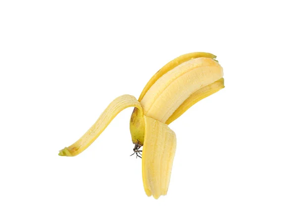 Очищений банан, ізольований на білому — стокове фото