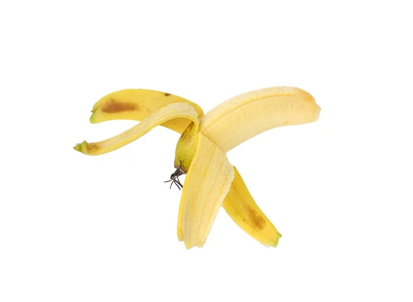 Geschälte Banane, isoliert auf weiß — Stockfoto