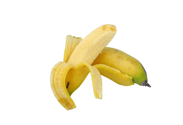 Geschälte Banane, isoliert auf weiß — Stockfoto