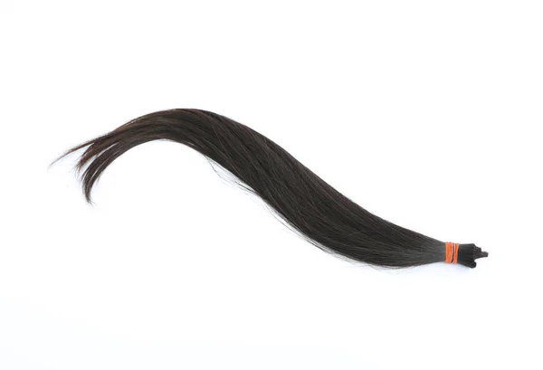 Doar cabelo para paciente com câncer isolado em fundo branco, linha do cabelo — Fotografia de Stock