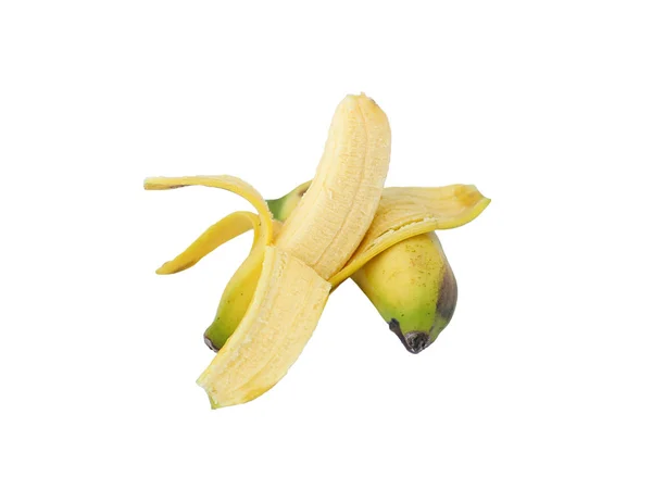 去皮的香蕉，孤立在白色 — 图库照片