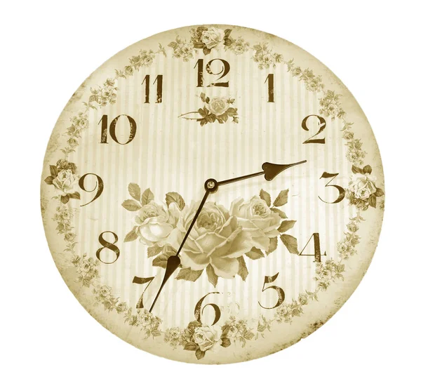 Horloge vintage sur fond blanc, Style vintage — Photo