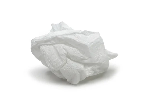 Buruşmuş kağıt mendil beyaz arkaplan izole — Stok fotoğraf