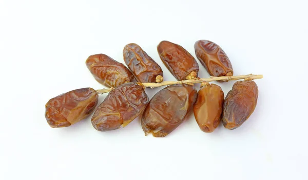 Sweet dried Date Palm fruit (Phoenix dactylifera) on White isolate background — Stock Photo, Image