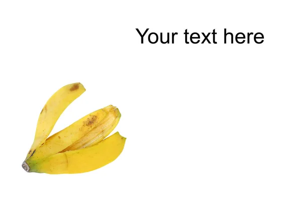 Bananenschale isoliert auf weißem Hintergrund mit Platz für Text — Stockfoto