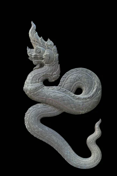 Brass Thai dragon statue isolate on the black background — Stock Photo, Image