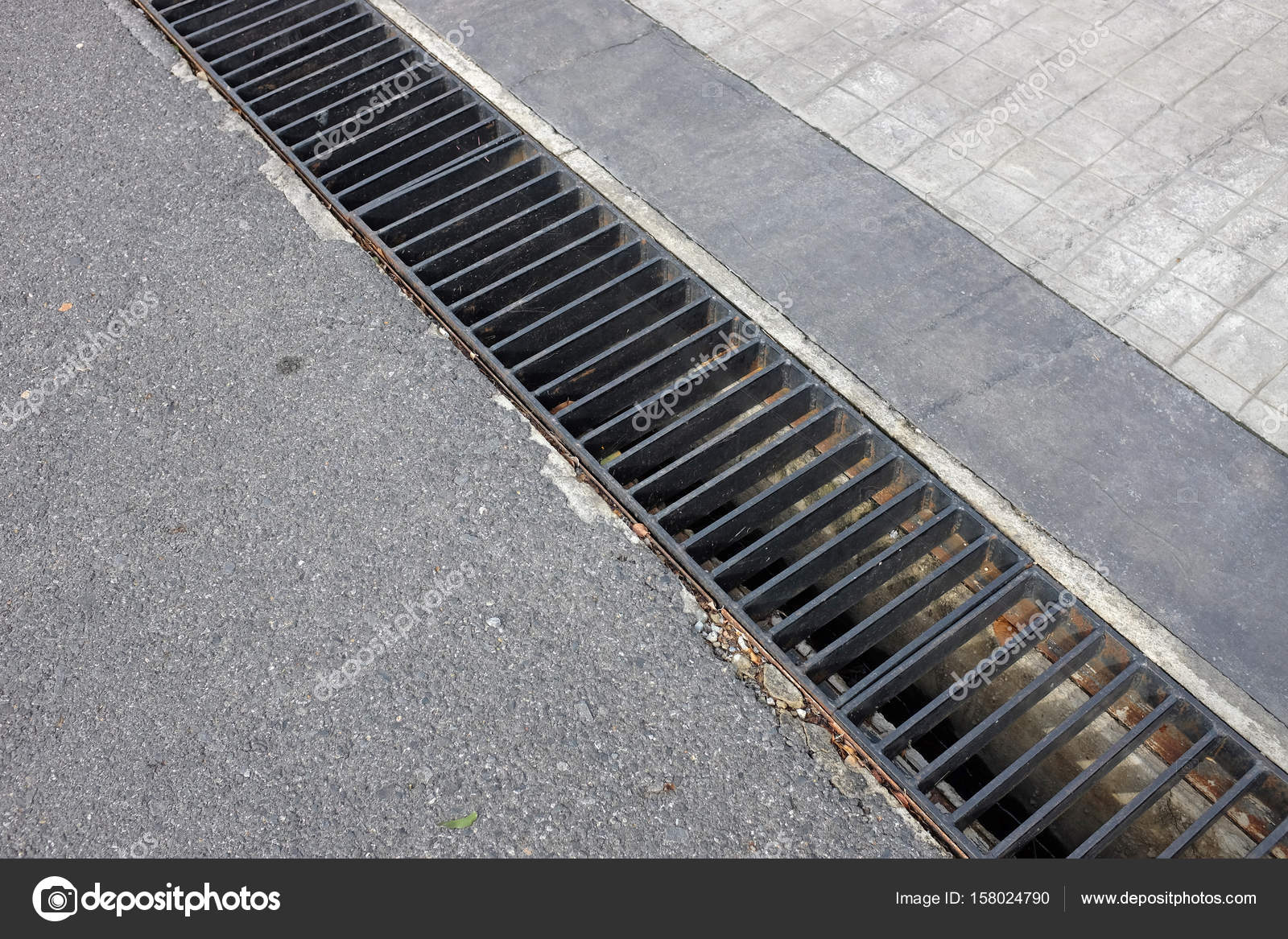 Gutters drain grate, drain cover Stock Photo by