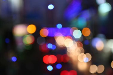 Bangkok şehir merkezinde gece ışık, Bokeh arka plan güzelliği