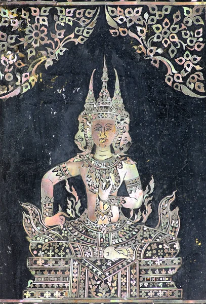 Tradycyjny tajski Anioł na ścianie świątyni — Zdjęcie stockowe