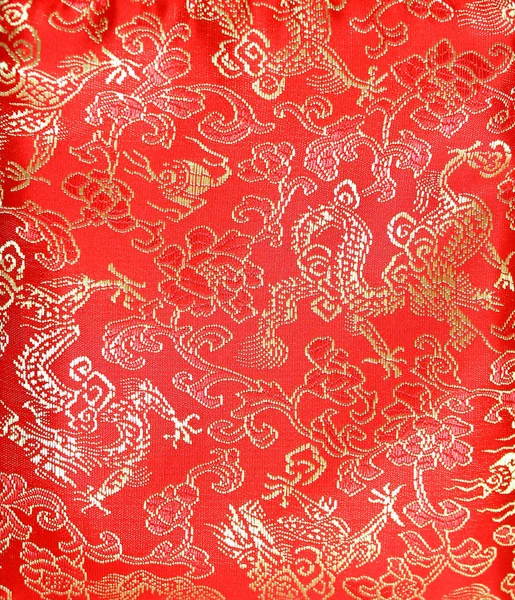 Stil kırmızı bez, ejderha ve treetop desen Çin