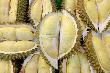 Durian, bir kral meyvedir. Popüler tropikal meyve Güney Doğu Asya'da olduğunu