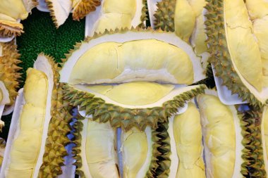 Durian, bir kral meyvedir. Popüler tropikal meyve Güney Doğu Asya'da olduğunu