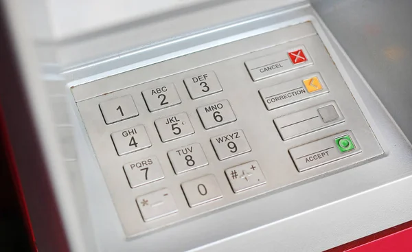 ATM πληκτρολόγιο. πληκτρολόγιο του αυτόματη μηχανή χρημάτων. — Φωτογραφία Αρχείου