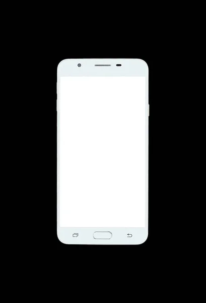 Smartphone with white screen isolated on black background. — Stock Photo, Image