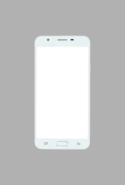 Smartphone con pantalla blanca aislada sobre fondo gris . — Foto de Stock
