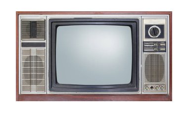 Beyaz arka plan üzerinde izole klasik televizyon