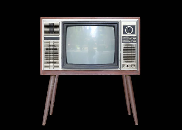 Classique Vintage Retro Style vieux téléviseur isolé sur fond noir — Photo