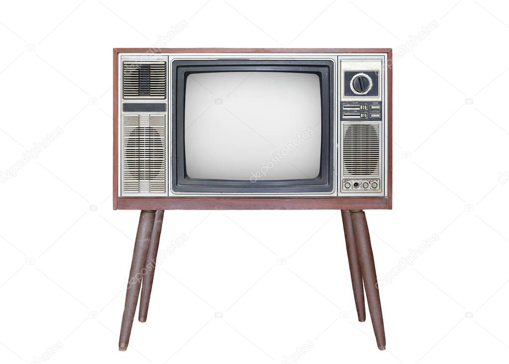 Classic Vintage Retro Style old television isolated on white background