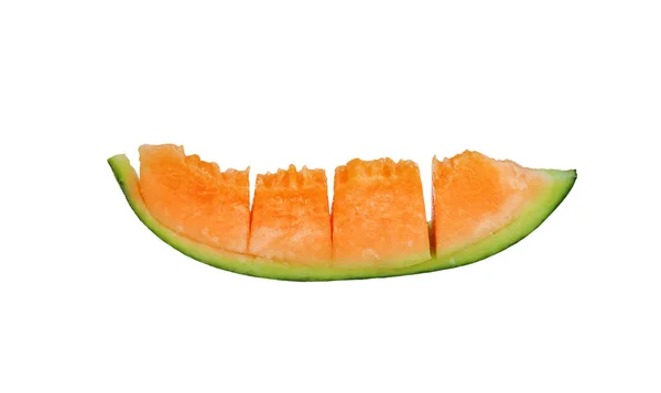 Sliced Cut Cantaloupe Melon White Background — Stock Photo, Image