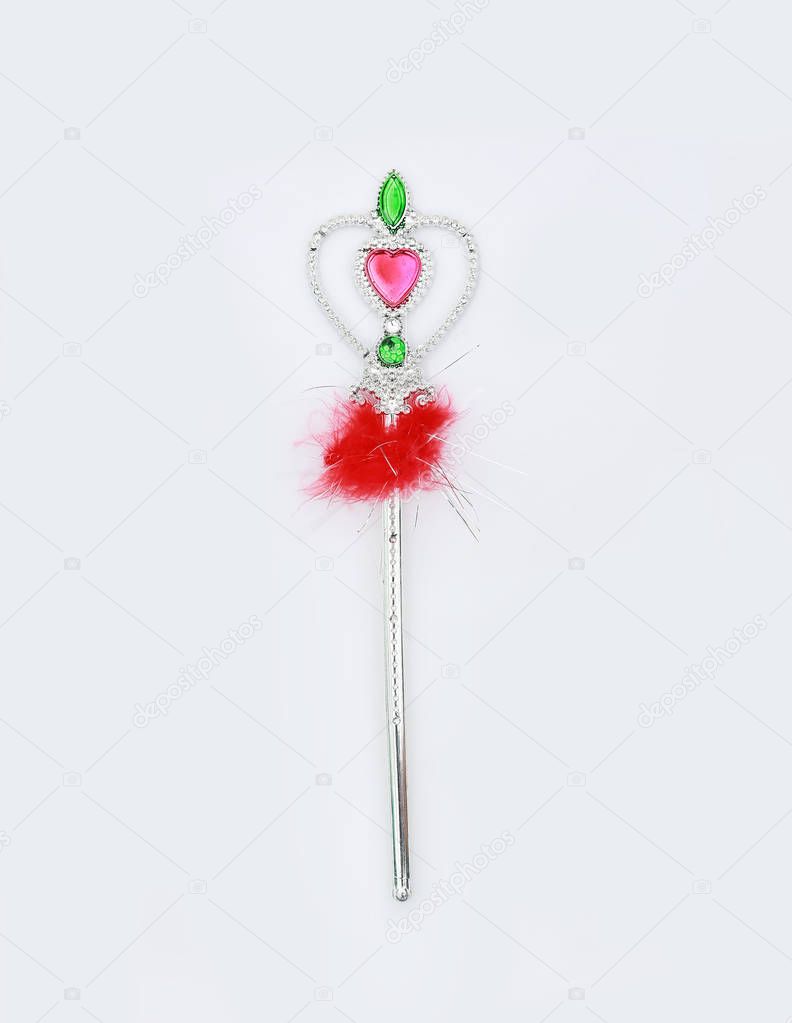 Jewelry stick isolated on white background, Princess scepter toy for children.