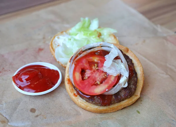 Hambúrguer Carne Aberta — Fotografia de Stock