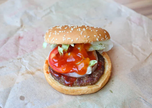 Hambúrguer Carne Mesa — Fotografia de Stock