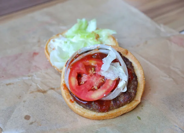 Hambúrguer Carne Aberta — Fotografia de Stock