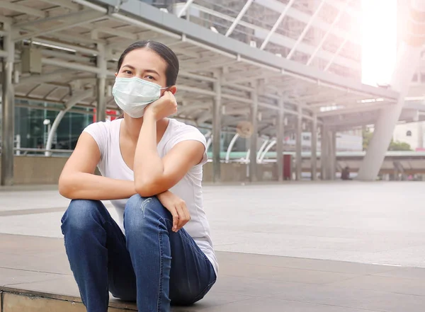 Visel Védő Maszk Szennyezés Influenza Nyilvános Terület Védelme — Stock Fotó