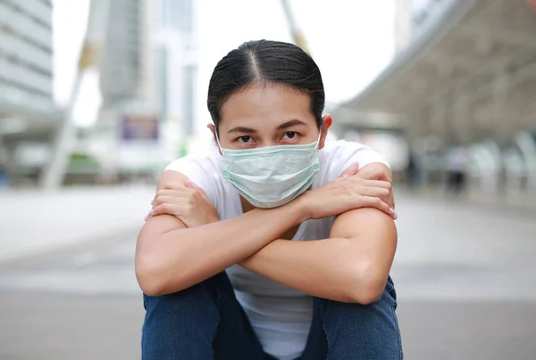 Visel Védő Maszk Szennyezés Influenza Nyilvános Terület Védelme — Stock Fotó