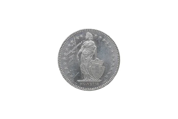 Sviçre Konfederasyonu Para Sikke Frankımı Beyaz Zemin Üzerine 1997 Yılı — Stok fotoğraf