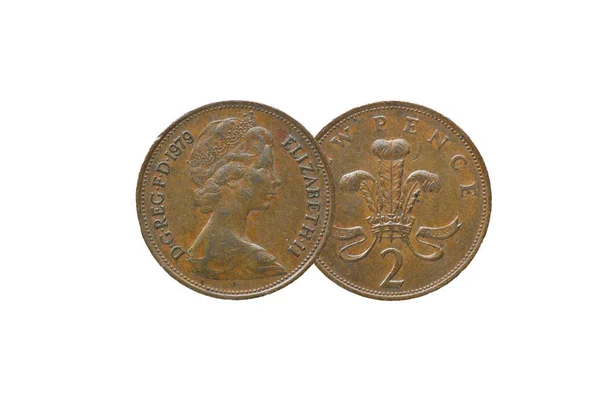 Rainha Britânica Elizabeth 1979 New Pence Coin Isolado Fundo Branco — Fotografia de Stock