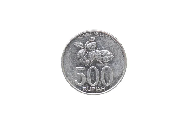 Moneda 500 Rupias Indonesias 2003 Aislada Sobre Fondo Blanco — Foto de Stock